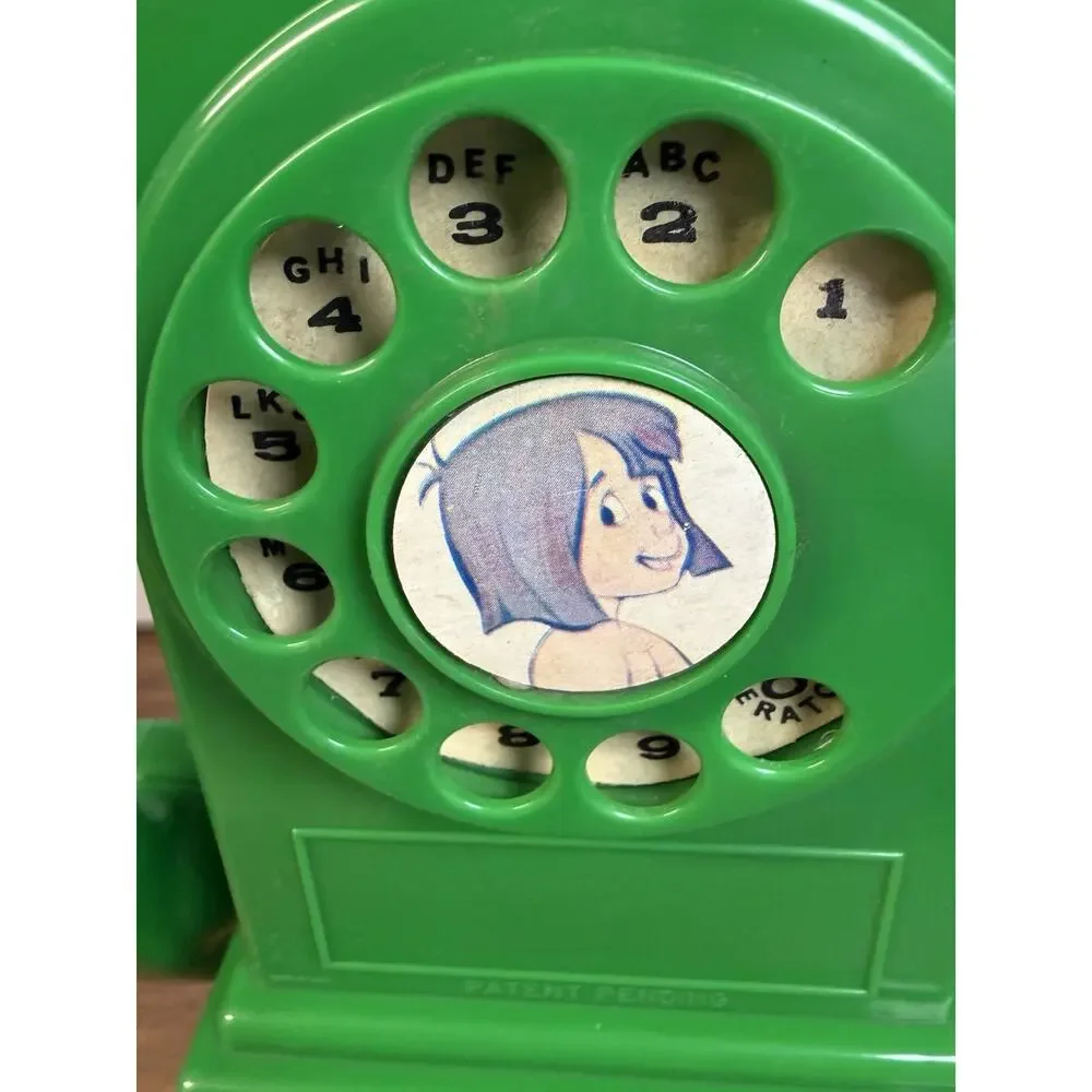 RARE Disney Hasbro 1960s Green Jungle Book Rotary Toy Phone - READ
